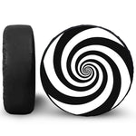 Black And White Spiral Illusion Print Leather Spare Tire Cover