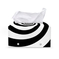 Black And White Spiral Illusion Print Leather Tissue Box Cover
