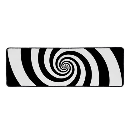 Black And White Spiral Illusion Print Long Kitchen Mat