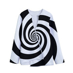 Black And White Spiral Illusion Print Long Sleeve Short Coat