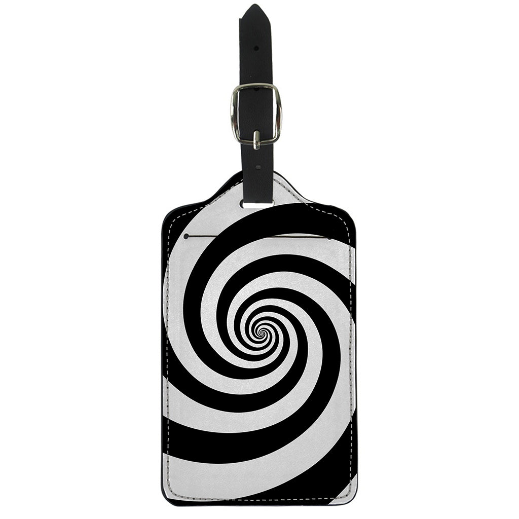 Black And White Spiral Illusion Print Luggage Tag