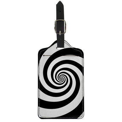 Black And White Spiral Illusion Print Luggage Tag