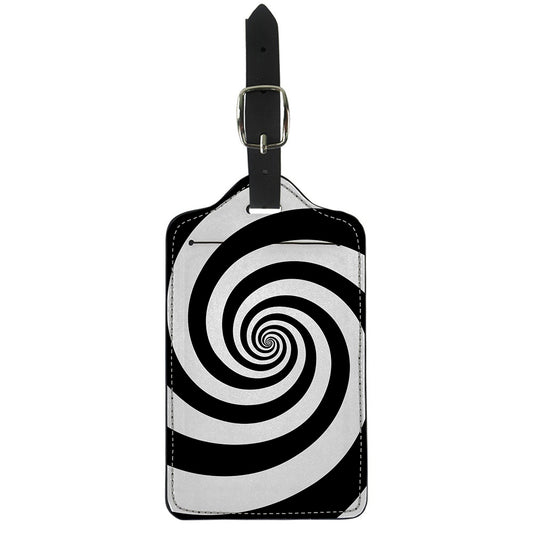 Black And White Spiral Illusion Print Luggage Tag