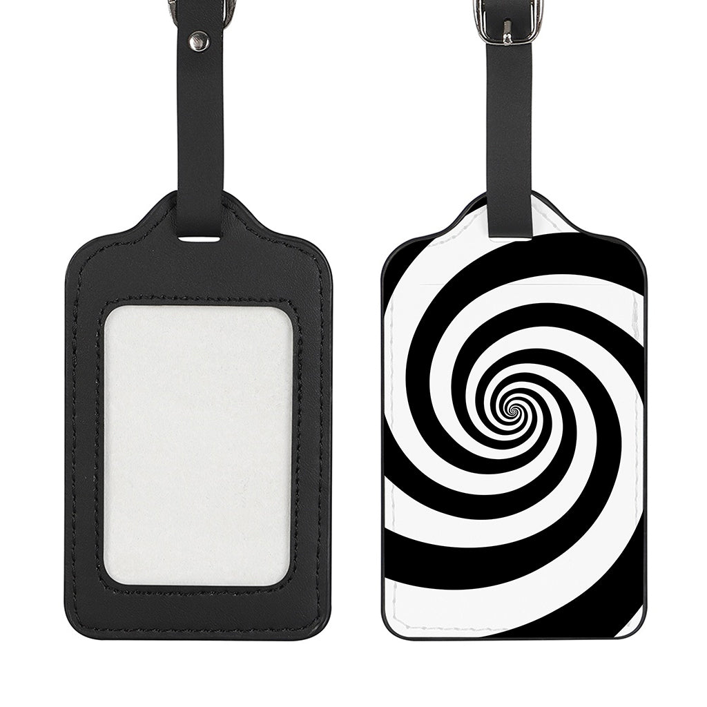Black And White Spiral Illusion Print Luggage Tag