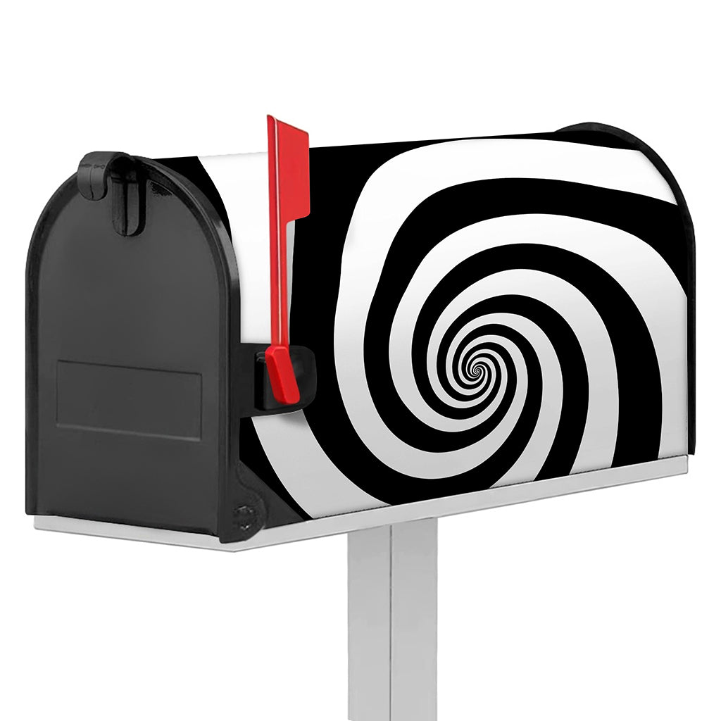 Black And White Spiral Illusion Print Mailbox Cover