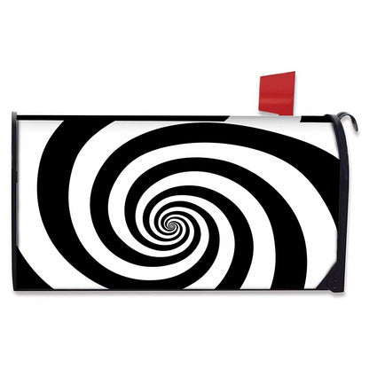 Black And White Spiral Illusion Print Mailbox Cover