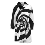 Black And White Spiral Illusion Print Men's Bathrobe
