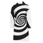 Black And White Spiral Illusion Print Men's Bathrobe