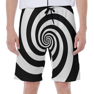 Black And White Spiral Illusion Print Men's Beach Shorts