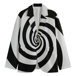 Black And White Spiral Illusion Print Men's Blazer