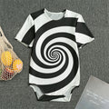 Black And White Spiral Illusion Print Men's Bodysuit
