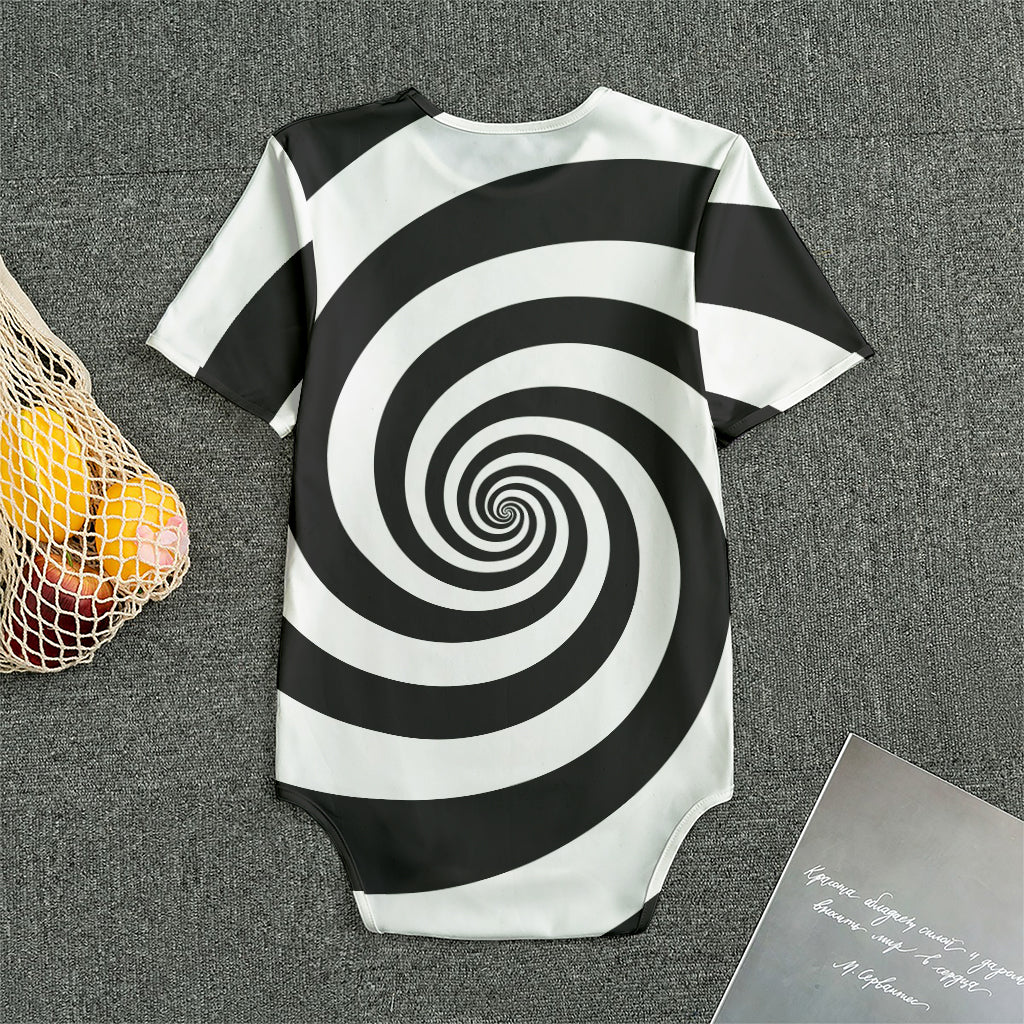 Black And White Spiral Illusion Print Men's Bodysuit