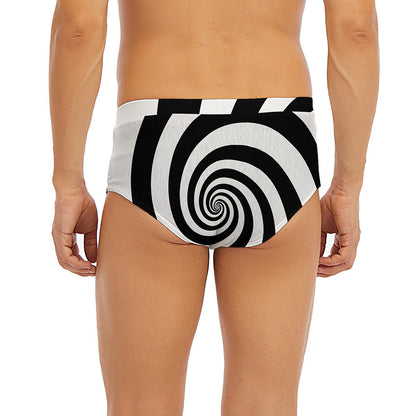 Black And White Spiral Illusion Print Men's Briefs