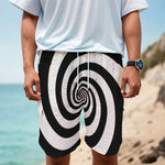 Black And White Spiral Illusion Print Men's Cargo Shorts