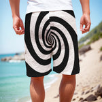 Black And White Spiral Illusion Print Men's Cargo Shorts