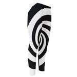 Black And White Spiral Illusion Print Men's Compression Pants