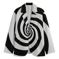 Black And White Spiral Illusion Print Men's Cotton Blazer