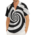 Black And White Spiral Illusion Print Men's Deep V-Neck Shirt