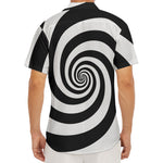 Black And White Spiral Illusion Print Men's Deep V-Neck Shirt