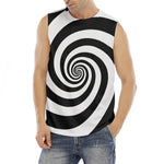 Black And White Spiral Illusion Print Men's Fitness Tank Top