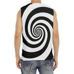 Black And White Spiral Illusion Print Men's Fitness Tank Top