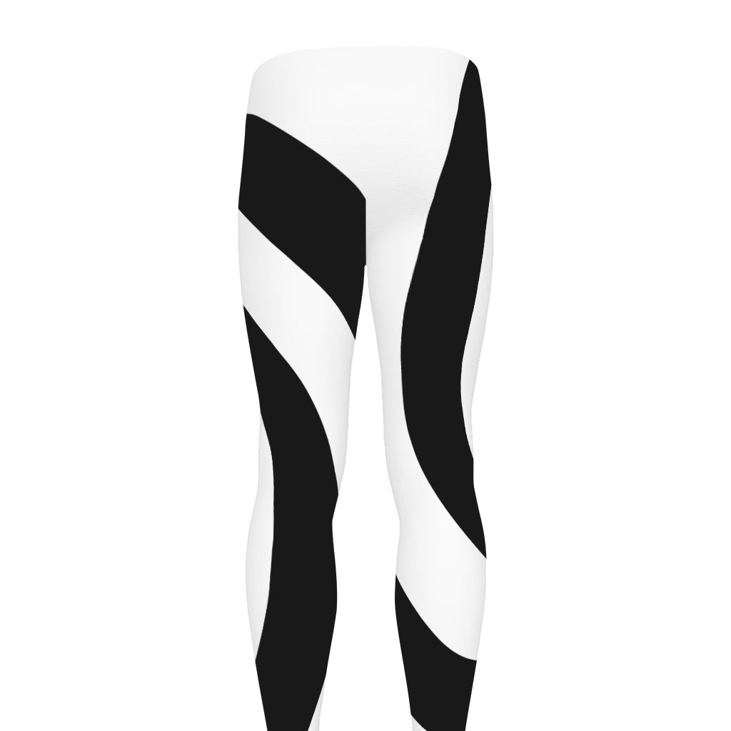 Black And White Spiral Illusion Print Men's leggings