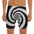 Black And White Spiral Illusion Print Men's Long Boxer Briefs
