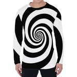 Black And White Spiral Illusion Print Men's Long Sleeve T-Shirt