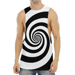 Black And White Spiral Illusion Print Men's Muscle Tank Top