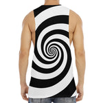 Black And White Spiral Illusion Print Men's Muscle Tank Top