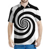 Black And White Spiral Illusion Print Men's Polo Shirt