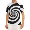 Black And White Spiral Illusion Print Men's Short Sleeve Rash Guard