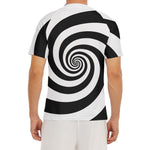 Black And White Spiral Illusion Print Men's Short Sleeve Rash Guard