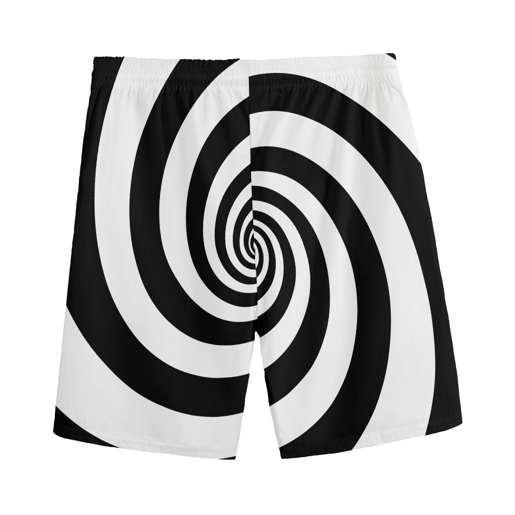 Black And White Spiral Illusion Print Men's Sports Shorts