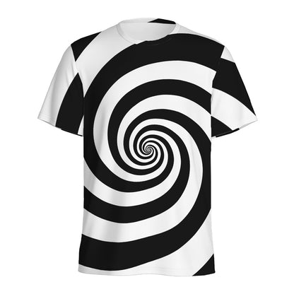 Black And White Spiral Illusion Print Men's Sports T-Shirt