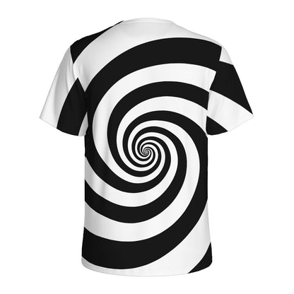 Black And White Spiral Illusion Print Men's Sports T-Shirt