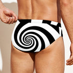 Black And White Spiral Illusion Print Men's Swim Briefs