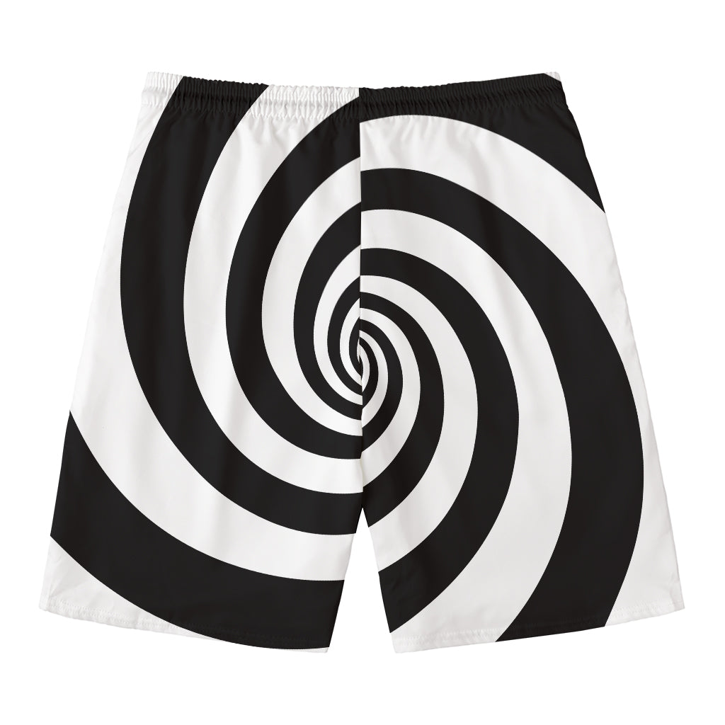 Black And White Spiral Illusion Print Men's Swim Trunks
