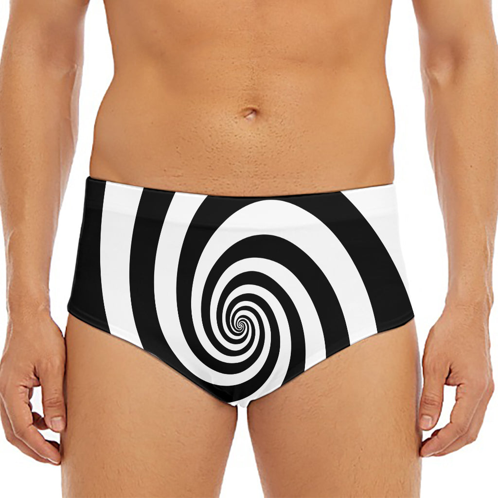 Black And White Spiral Illusion Print Men's Triangle Swim Briefs