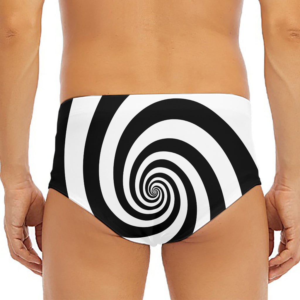 Black And White Spiral Illusion Print Men's Triangle Swim Briefs