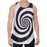 Black And White Spiral Illusion Print Men's Velvet Tank Top
