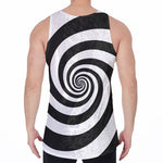 Black And White Spiral Illusion Print Men's Velvet Tank Top