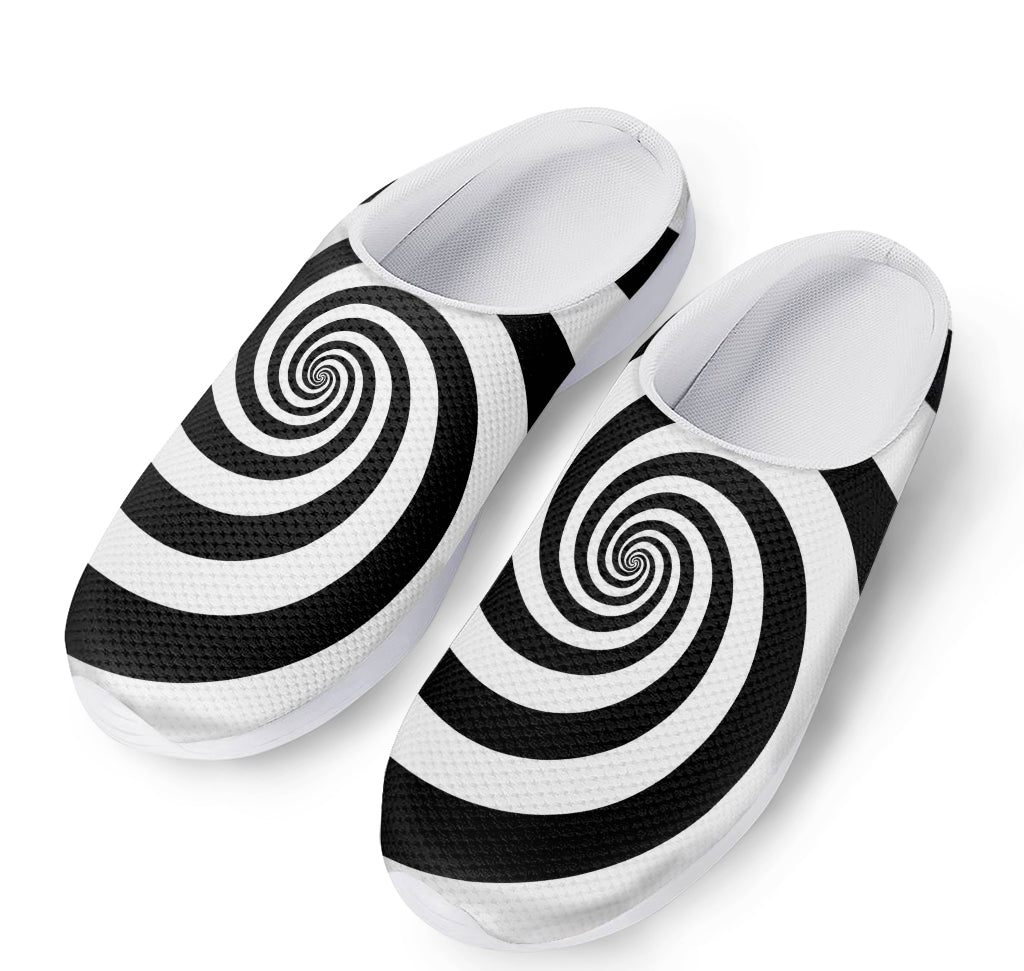 Black And White Spiral Illusion Print Mesh Casual Shoes