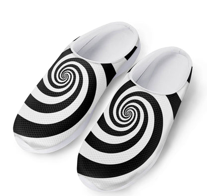 Black And White Spiral Illusion Print Mesh Casual Shoes
