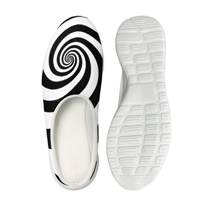 Black And White Spiral Illusion Print Mesh Casual Shoes