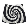 Black And White Spiral Illusion Print Mesh Shorts