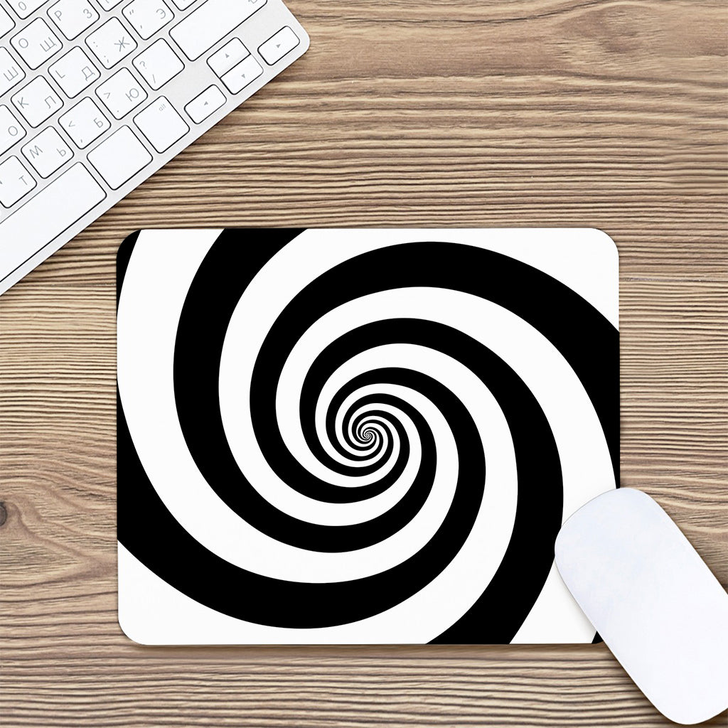 Black And White Spiral Illusion Print Mouse Pad