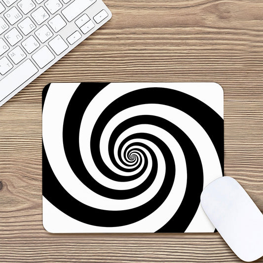 Black And White Spiral Illusion Print Mouse Pad