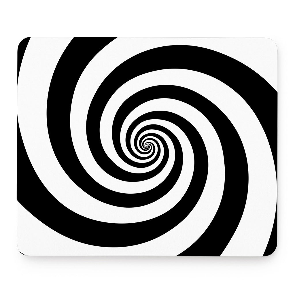 Black And White Spiral Illusion Print Mouse Pad