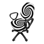 Black And White Spiral Illusion Print Office Chair Cover